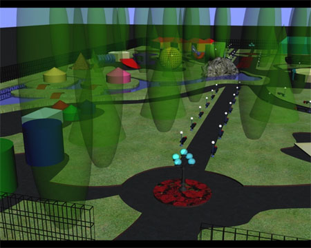 Модель наброска парка отдыха в 3D
